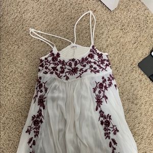 Free People XS dress. White & maroon.